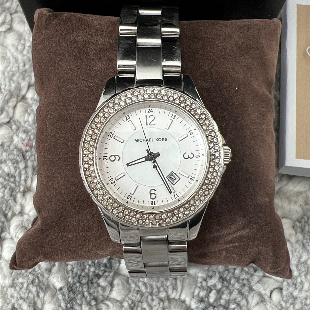 Michael Kors Silver And Quartz Pave Watch